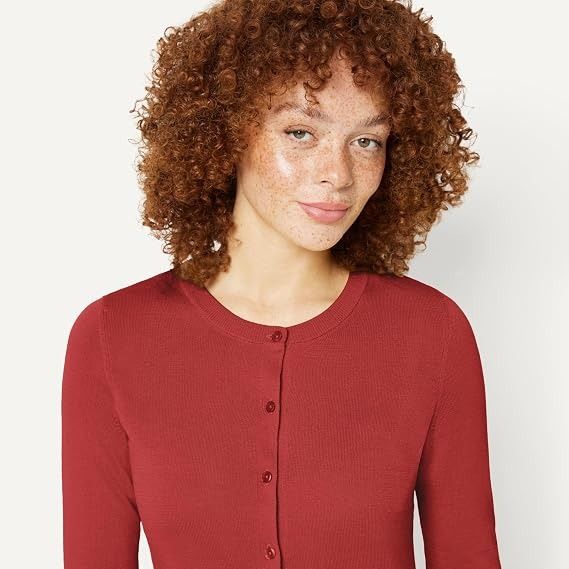 Red Button-Up Cardigan Sweater image 2